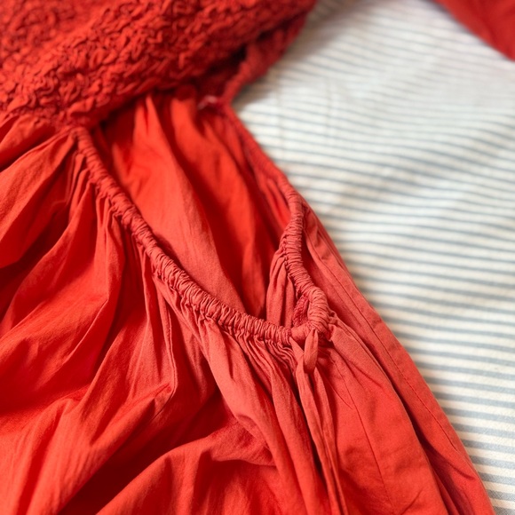 Free People Red Smocked Ruffled Maxi Dress - Picture 6 of 7
